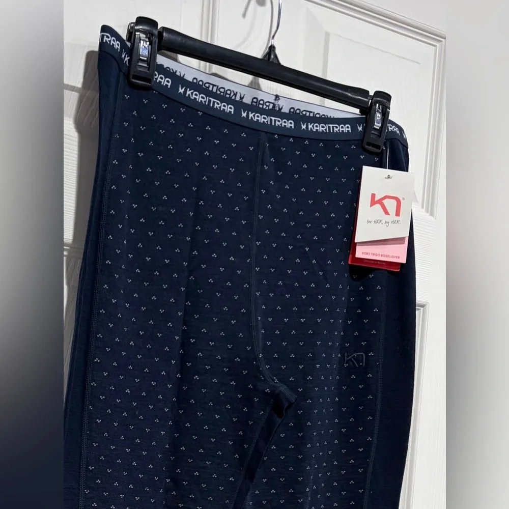 Kari Traa Women's XL Vilma Pants Base Layer Leggings Royal Pattern Blue NWT Ski